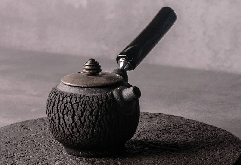 無我系列-原木側把承煙茶器